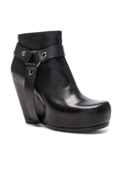 Shop Rick Owens Harness Zip Leather Wedge Boots In Black