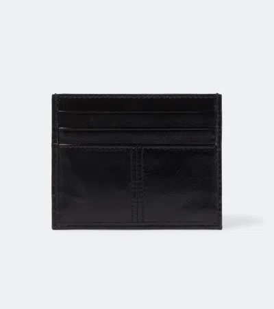 Prada Leather Card Holder In Black