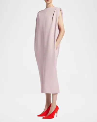 Balenciaga Gathered-shoulder High-neck Midi Sack Dress In Fuxia