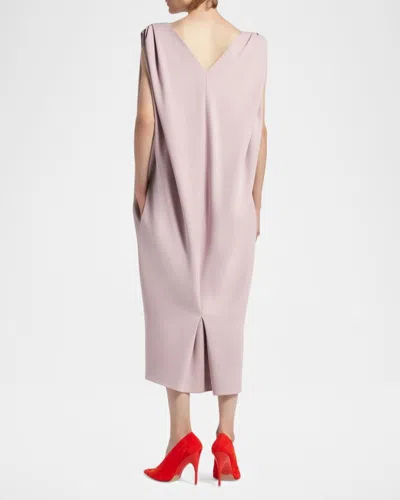 Balenciaga Gathered-shoulder High-neck Midi Sack Dress In Fuxia