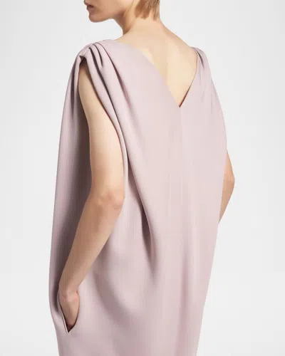 Balenciaga Gathered-shoulder High-neck Midi Sack Dress In Fuxia