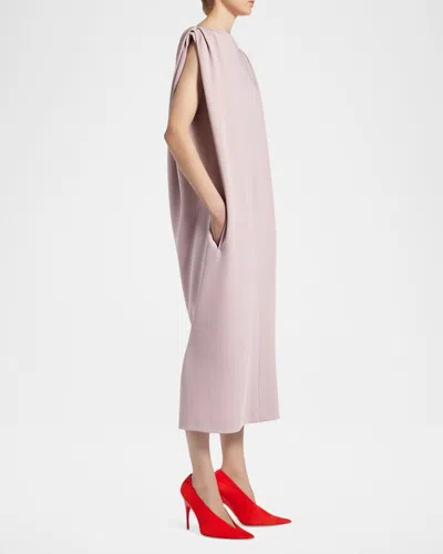 Balenciaga Gathered-shoulder High-neck Midi Sack Dress In Fuxia