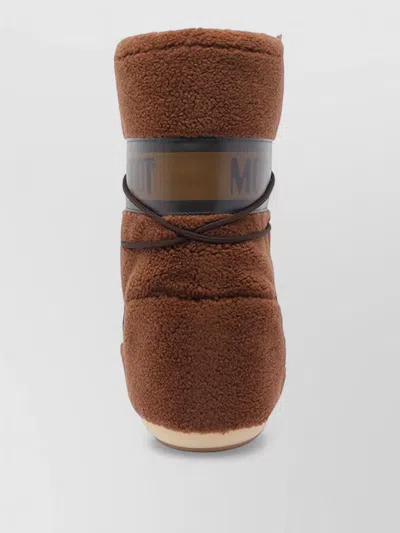 Moon Boot Faux Fur Flat Sole High Ankle Boots In Brown