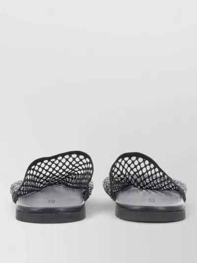 Alysi Slide Mule Sandal Rhinestone Mesh Flat Sole In Black