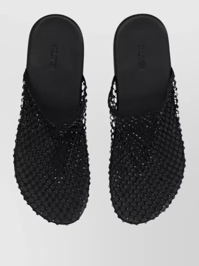 Alysi Slide Mule Sandal Rhinestone Mesh Flat Sole In Black