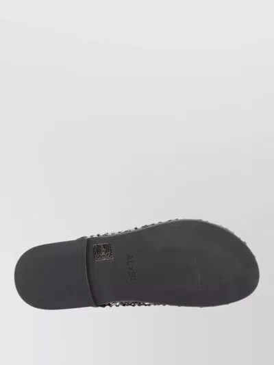 Alysi Slide Mule Sandal Rhinestone Mesh Flat Sole In Black