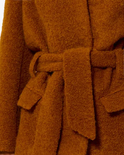 Isabel Marant Syndra Boucle Belted Oversized Wrap Jacket In Brown