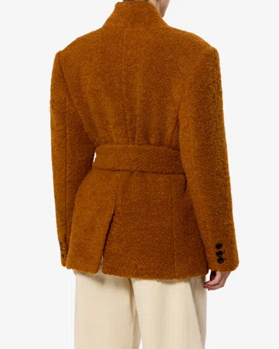 Isabel Marant Syndra Boucle Belted Oversized Wrap Jacket In Brown