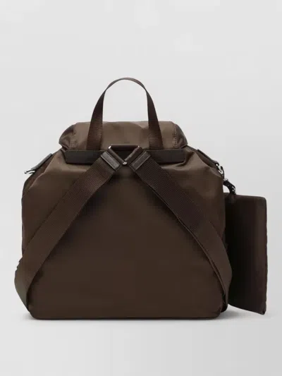 Prada Leather Backpack Adjustable Straps Front Flap