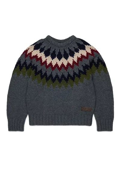 Dsquared2 Crew-neck Pullover With Logo In Gray