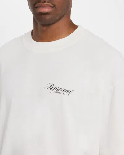 Represent Owners Club Script Logo-print T-shirt In Flat White