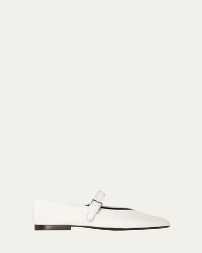 The Row Boheme Leather Mary Jane Ballerina Flats In White