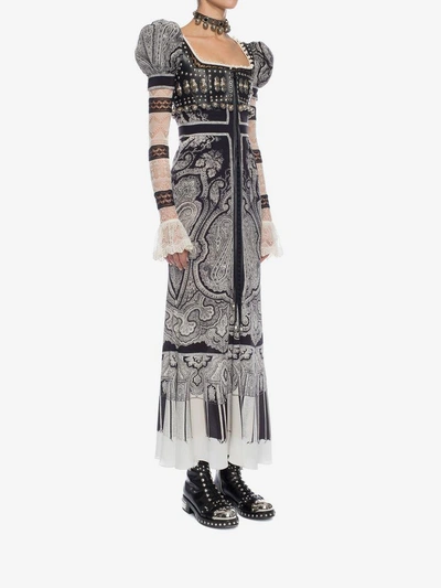 Shop Alexander Mcqueen Paisley On Crepe De Chine Long Dress