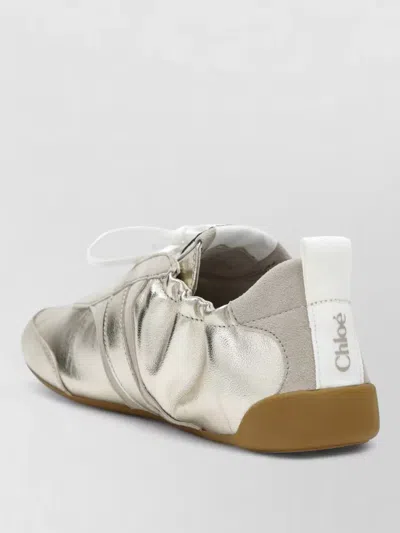 Chloé Sneakers Elasticated Trim Metallic Finish Pull Tab In Silver