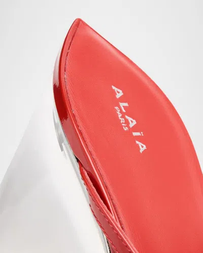Alaïa 90mm Patent Leather Wedge Sandals In Burnt Orange