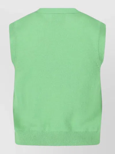 The Garment Ribbed Hem Sleeveless Top V Neckline In Green