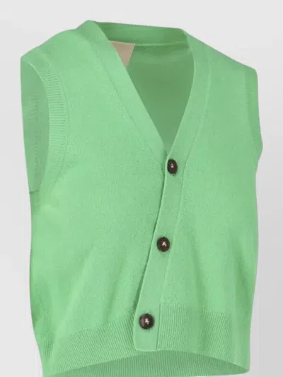 The Garment Ribbed Hem Sleeveless Top V Neckline In Green