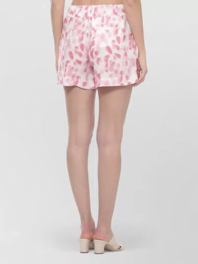120% Lino Linen Lounge Shorts Relaxed Fit Pockets In Pink