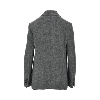 Emporio Armani Double-breasted Blazer In Grey