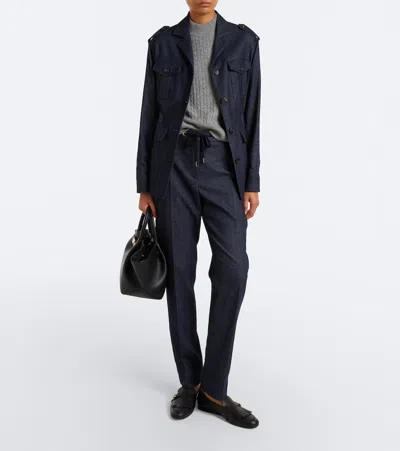 WOOL-BLEND TAPERED PANTS