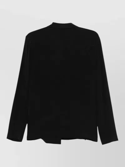 Alysi Silk Blazer Jacket Asymmetric Hem Notched Lapels In Black