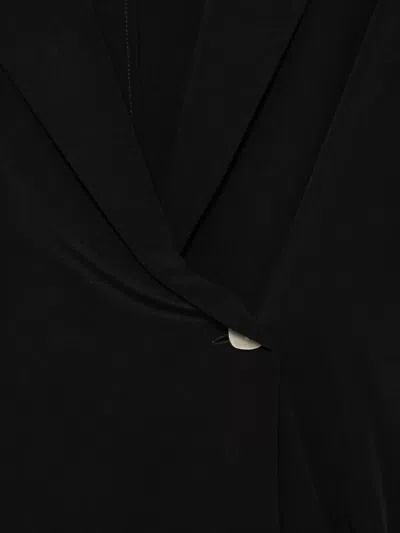 Alysi Silk Blazer Jacket Asymmetric Hem Notched Lapels In Black