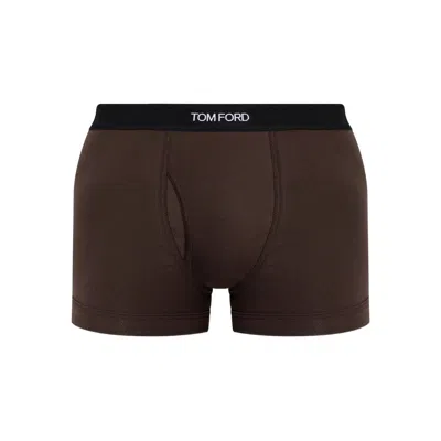 Tom Ford Underwear Logo-waistband Boxer In Brown