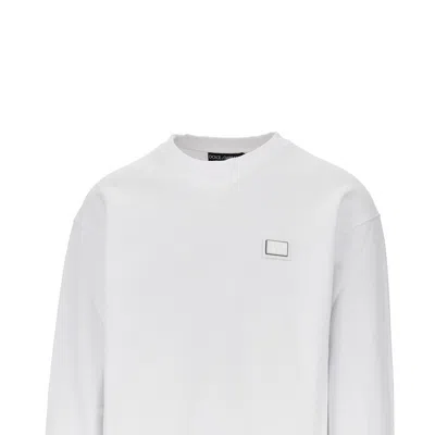 Dolce & Gabbana Logo Plate Crewneck Sweatshirt In White