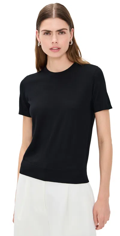Theory Lightweight Wool Short Sleeve Top In Black
