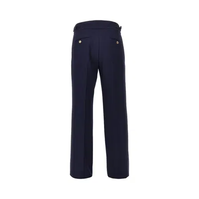 Dolce & Gabbana Wool Pants With Waist Straps In Blue