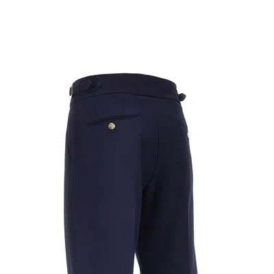 Dolce & Gabbana Wool Pants With Waist Straps In Blue