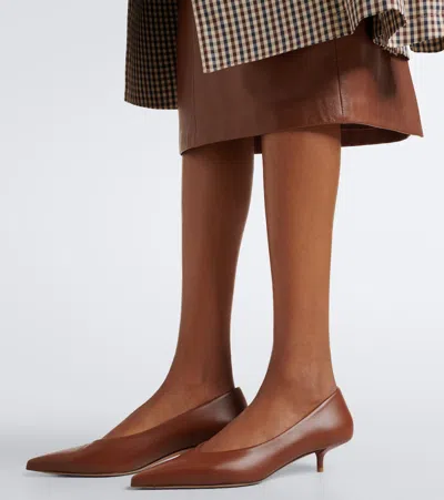 Max Mara Leather Pumps In Brown