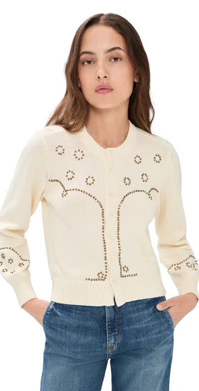 The Great The Studded Cardigan Natural In Natural