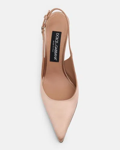 Dolce & Gabbana Satin Metallic-stiletto Slingback Pumps In Pink