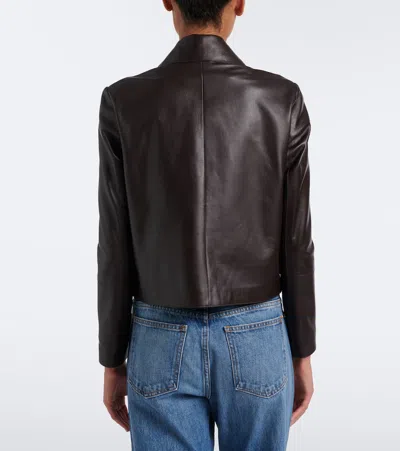 Arma Coffee Brown Emy Cropped Leather Jacket In Brown
