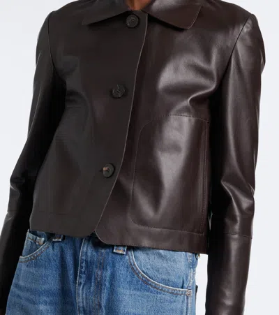 Arma Coffee Brown Emy Cropped Leather Jacket In Brown