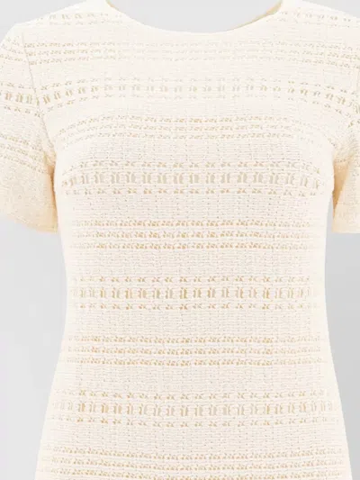 Sandbeige Dress Back Tie Detail Crochet Texture In Neutral