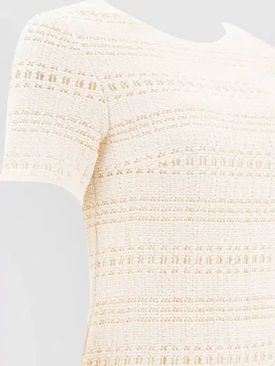 Sandbeige Dress Back Tie Detail Crochet Texture In Neutral