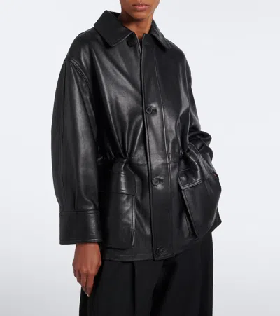 Arma Black Maeve Leather Drawstring Jacket In Black