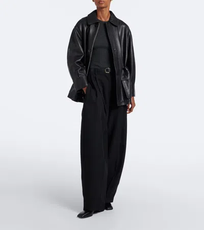 Arma Black Maeve Leather Drawstring Jacket In Black