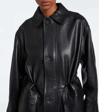 Arma Black Maeve Leather Drawstring Jacket In Black
