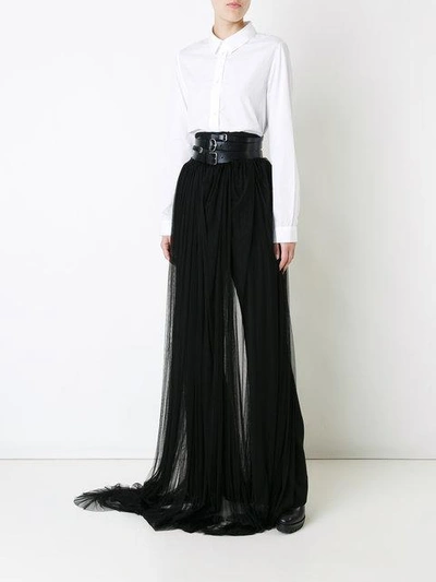 Shop Ann Demeulemeester Tulle Long Skirt - Black