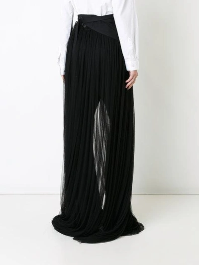 Shop Ann Demeulemeester Tulle Long Skirt - Black