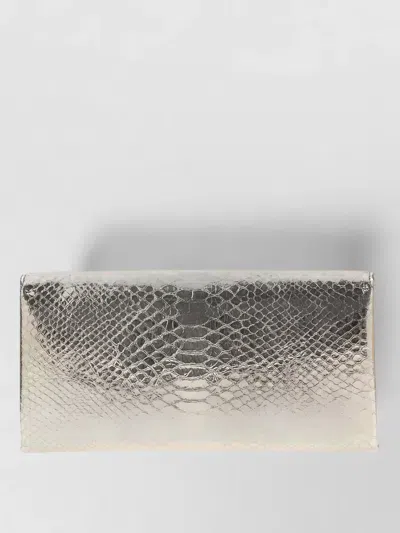 Tom Ford Leather Clutch Compact Metallic Finish Snake Pattern