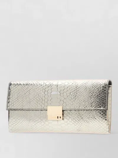Tom Ford Leather Clutch Compact Metallic Finish Snake Pattern