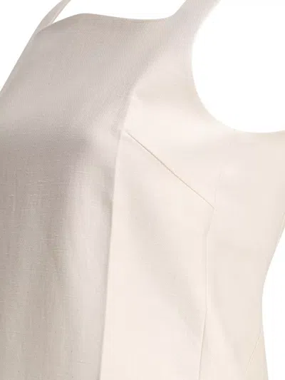 Sandbeige A Line Sleeveless Dress Square Neckline In Neutral