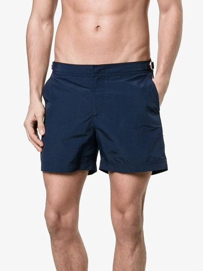 Shop Orlebar Brown Navy Blue Setter Swim Shorts