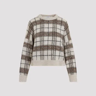 Brunello Cucinelli Plaid-pattern Sequin-embellishment Sweater In Multi