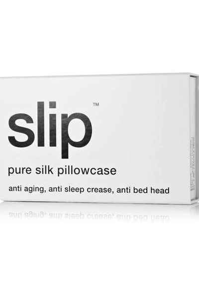Shop Slip Embroidered Silk Queen Pillowcase In White