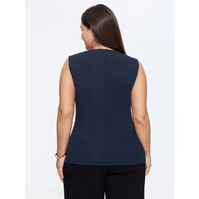 Bloomchic Button-front Fitted Plain Blazer Vest In Indigo